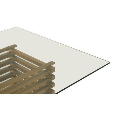 Orsina Vogue Rectangular Glass Dining Table | Matte Gold Stainless Steel