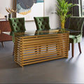 Orsina Vogue Rectangular Glass Dining Table | Matte Gold Stainless Steel