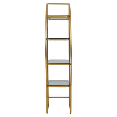 Orsina Vogue Left Half Moon Shelf Unit – Gold & Glass Art Deco Display