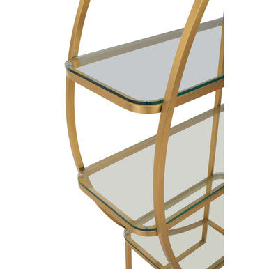 Orsina Vogue Left Half Moon Shelf Unit – Gold & Glass Art Deco Display