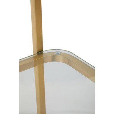 Orsina Vogue Left Half Moon Shelf Unit – Gold & Glass Art Deco Display