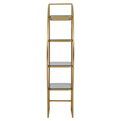Orsina Vogue Right Half Moon Gold Glass Shelf Unit – Art Deco Display