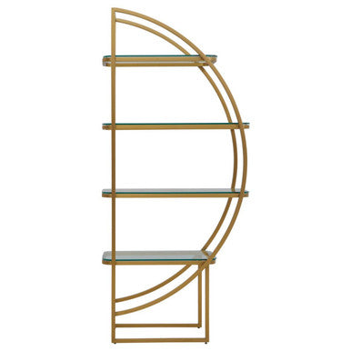 Orsina Vogue Right Half Moon Gold Glass Shelf Unit – Art Deco Display