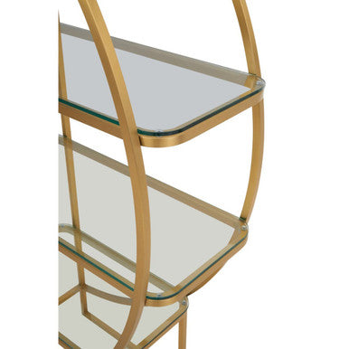 Orsina Vogue Right Half Moon Gold Glass Shelf Unit – Art Deco Display