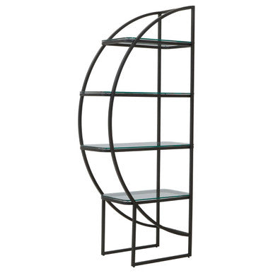 Orsina Left Half Moon Shelf Unit – Black Stainless Steel & Glass