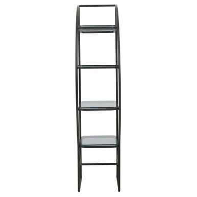 Orsina Left Half Moon Shelf Unit – Black Stainless Steel & Glass