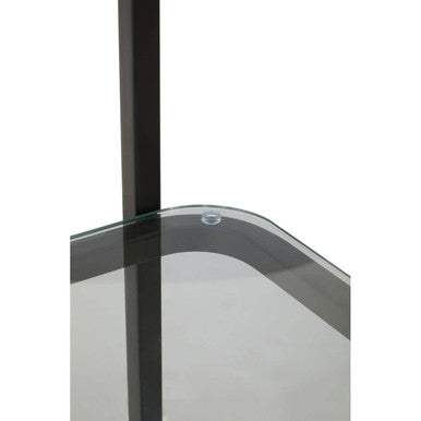 Orsina Left Half Moon Shelf Unit – Black Stainless Steel & Glass