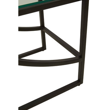 Orsina Left Half Moon Shelf Unit – Black Stainless Steel & Glass
