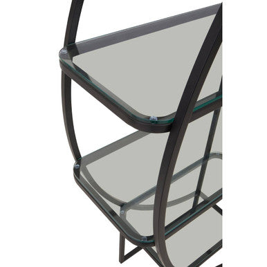 Orsina Left Half Moon Shelf Unit – Black Stainless Steel & Glass