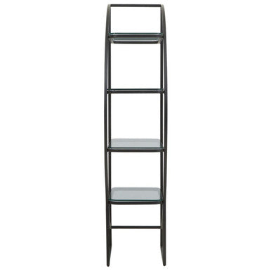 Orsina Right Half Moon Shelf Unit – Matte Black & Glass Art Deco Display