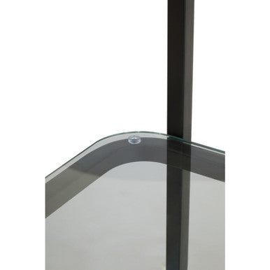 Orsina Right Half Moon Shelf Unit – Matte Black & Glass Art Deco Display
