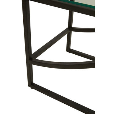 Orsina Right Half Moon Shelf Unit – Matte Black & Glass Art Deco Display