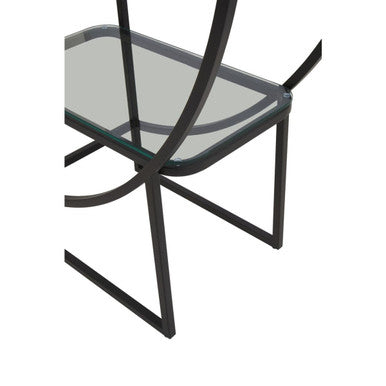 Orsina Right Half Moon Shelf Unit – Matte Black & Glass Art Deco Display