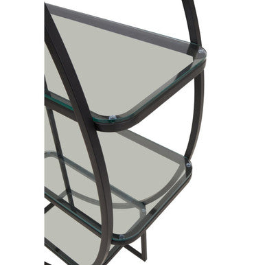 Orsina Right Half Moon Shelf Unit – Matte Black & Glass Art Deco Display