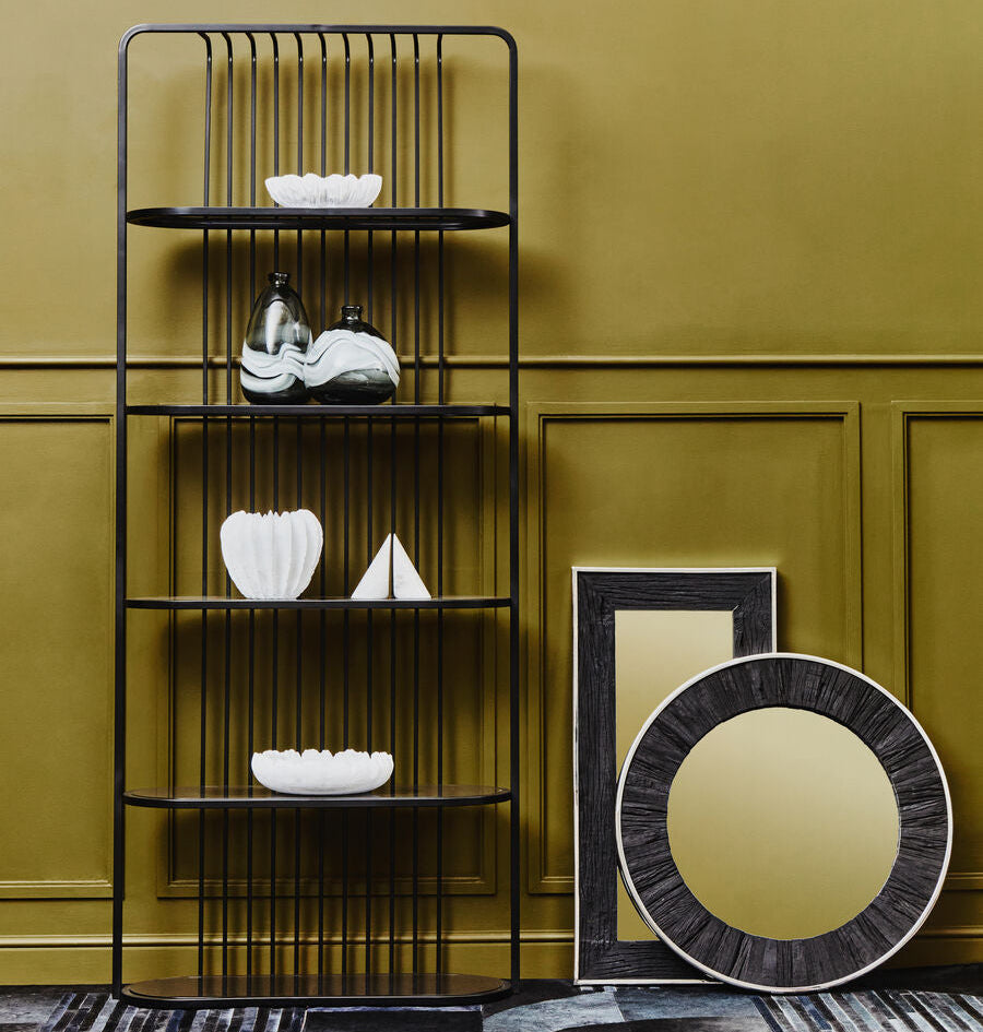 Orsina Vogue 5-Tier Black Glass Shelf Unit – Modern Stainless Steel