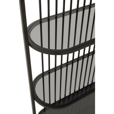Orsina Vogue 5-Tier Black Glass Shelf Unit – Modern Stainless Steel