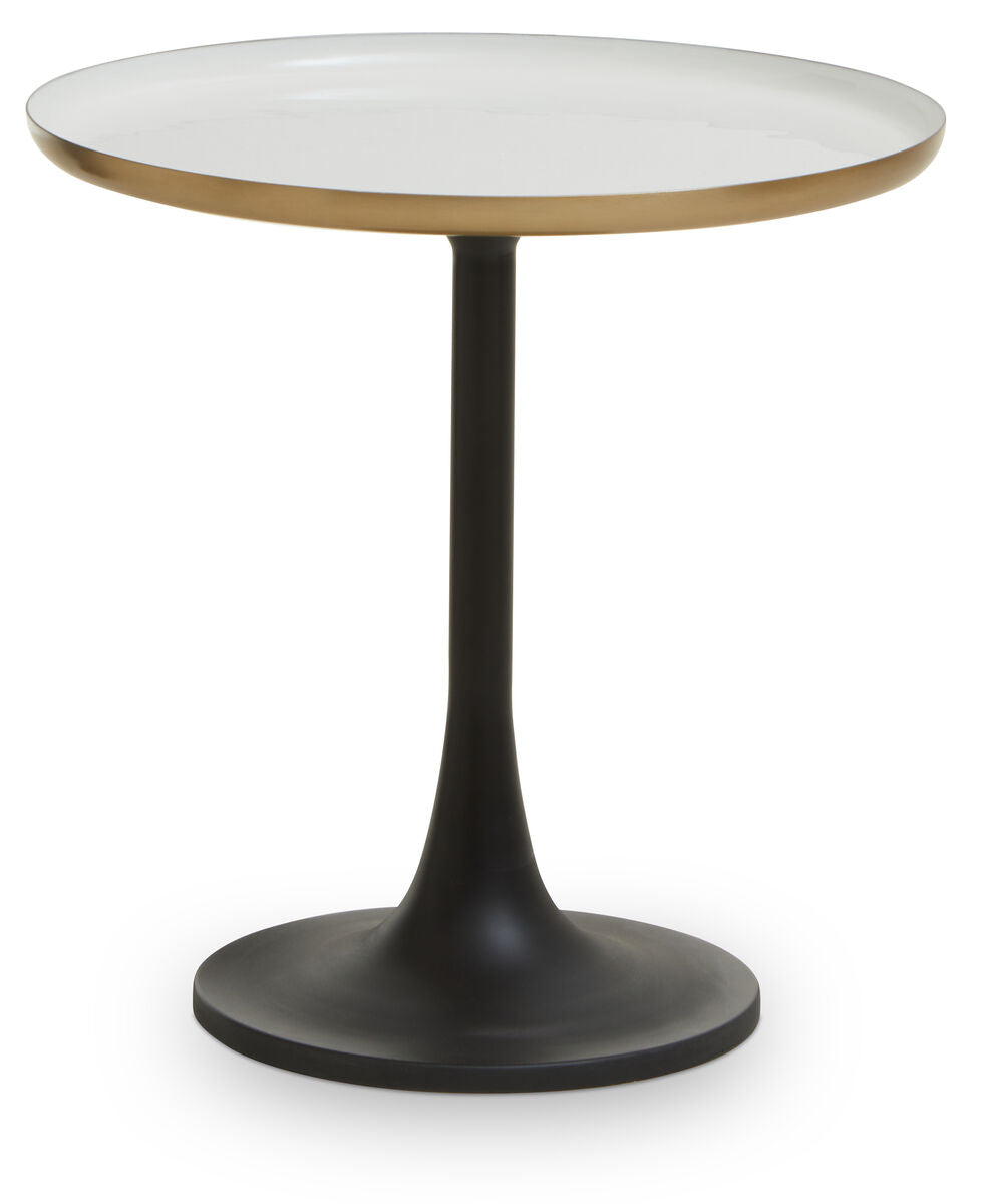 Orsina Corra White Marble Side Table – Round Top with Column Base