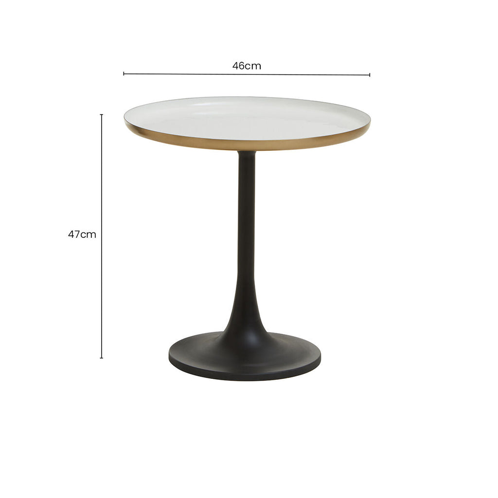 Orsina Corra White Marble Side Table – Round Top with Column Base