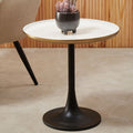 Orsina Corra White Marble Side Table – Round Top with Column Base