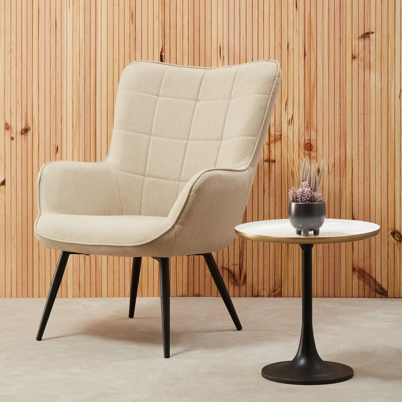 Orsina Corra White Marble Side Table – Round Top with Column Base