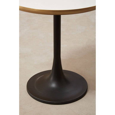 Orsina Corra White Marble Side Table – Round Top with Column Base
