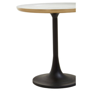 Orsina Corra White Marble Side Table – Round Top with Column Base