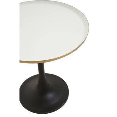 Orsina Corra White Marble Side Table – Round Top with Column Base