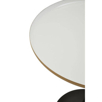 Orsina Corra White Marble Side Table – Round Top with Column Base