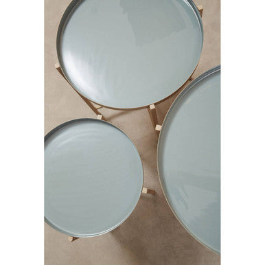 Orsina Corra Nesting Side Tables – Set of 3 Grey Enamel & Gold