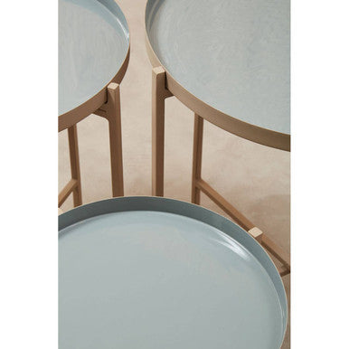 Orsina Corra Nesting Side Tables – Set of 3 Grey Enamel & Gold