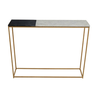 Orsina Corra Marble Console Table – Black & White with Gold Frame