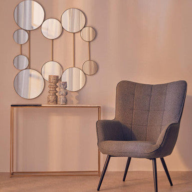 Orsina Corra Marble Console Table – Black & White with Gold Frame