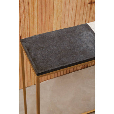 Orsina Corra Marble Console Table – Black & White with Gold Frame