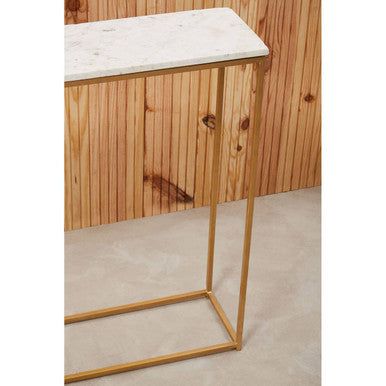 Orsina Corra Marble Console Table – Black & White with Gold Frame
