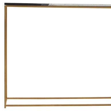 Orsina Corra Marble Console Table – Black & White with Gold Frame