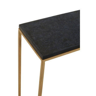 Orsina Corra Marble Console Table – Black & White with Gold Frame