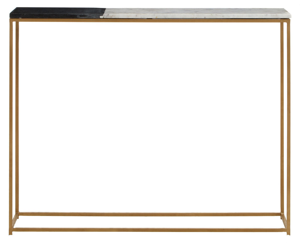 Orsina Corra Marble Console Table – Black & White with Gold Frame