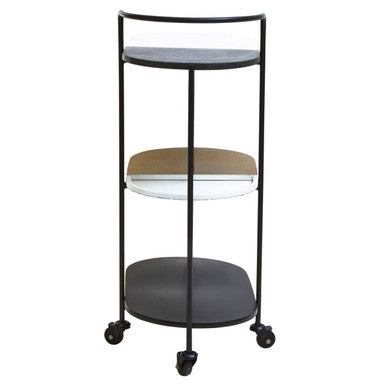 Orsina Corra 3 Tier Marble Serving Trolley | Black & White Bar Cart