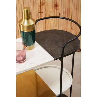 Orsina Corra 3 Tier Marble Serving Trolley | Black & White Bar Cart