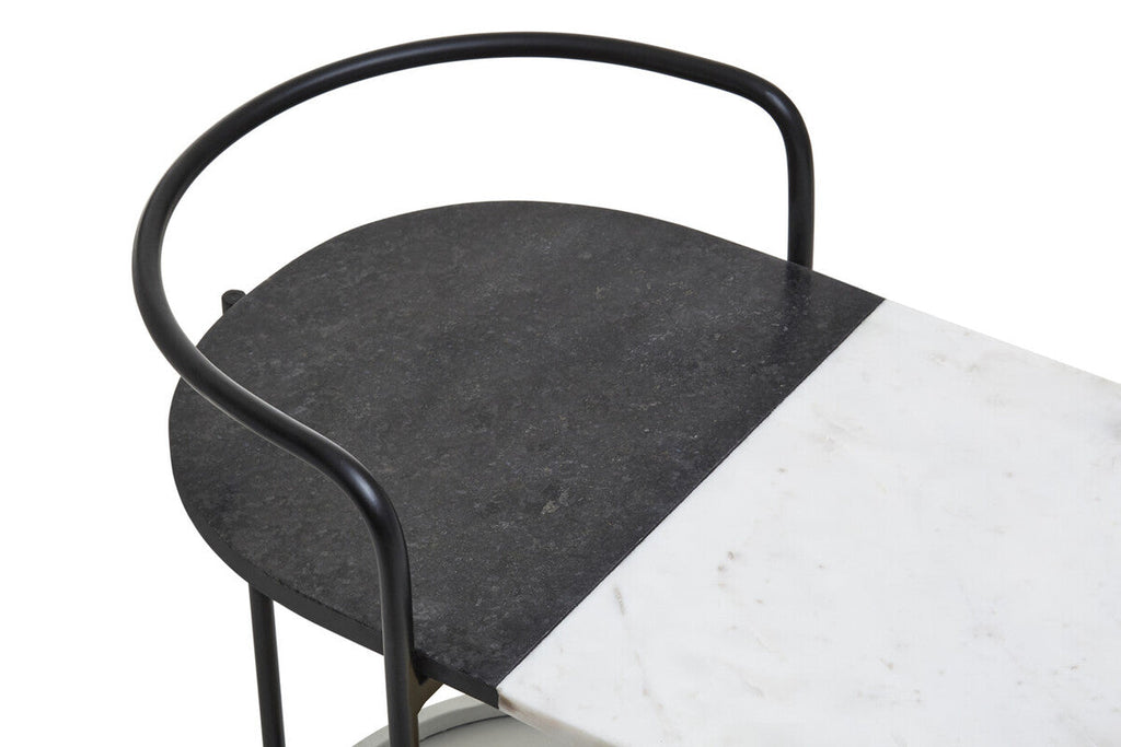 Orsina Corra 3 Tier Marble Serving Trolley | Black & White Bar Cart