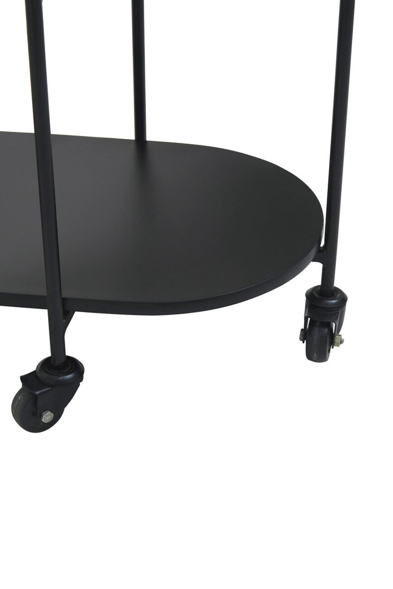 Orsina Corra 3 Tier Marble Serving Trolley | Black & White Bar Cart