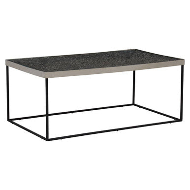 Orsina Akola Silver Metal and Glass Rectangular Coffee Table