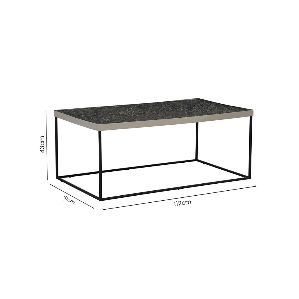 Orsina Akola Silver Metal and Glass Rectangular Coffee Table
