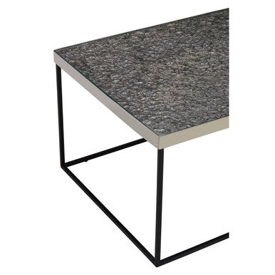 Orsina Akola Silver Metal and Glass Rectangular Coffee Table