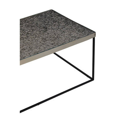 Orsina Akola Silver Metal and Glass Rectangular Coffee Table