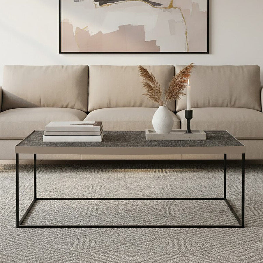 Orsina Akola Silver Metal and Glass Rectangular Coffee Table