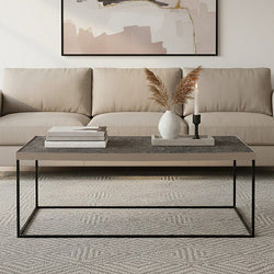 Orsina Akola Silver Metal and Glass Rectangular Coffee Table