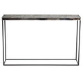 Orsina Akola Metallic Silver Console Table | Black Metal Legs