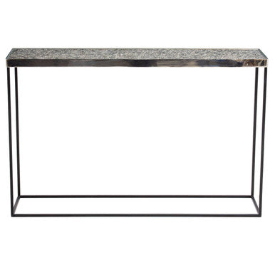 Orsina Akola Metallic Silver Console Table | Black Metal Legs