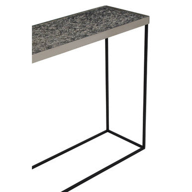 Orsina Akola Metallic Silver Console Table | Black Metal Legs